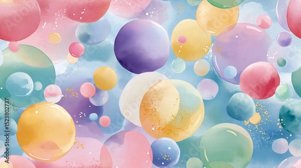 Fototapeta seamless background with balloons, pattern in a watercolor style