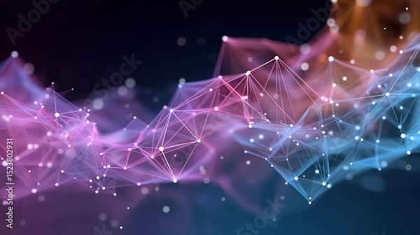 Fototapeta abstract glowing background, global connection dots, web wallpaper