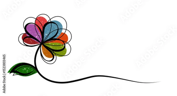Fototapeta The symbol of a color stylized garden flower.
