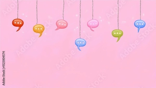 Fototapeta Colorful speech bubbles on pastel background, symbolizing abstract communication and creative expression
