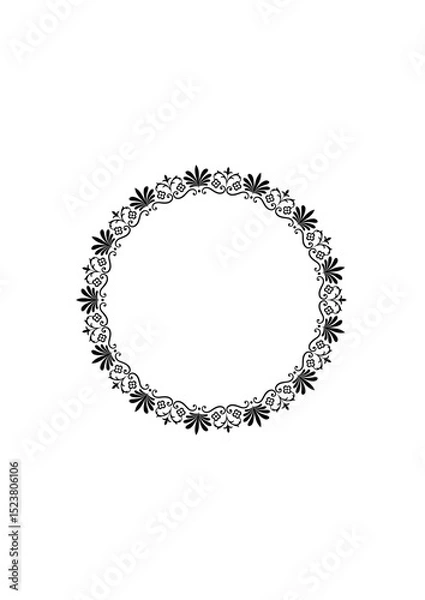 Obraz パルメットと花のフレーム　丸　太