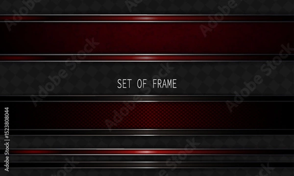 Fototapeta Exquisite isolated set of red textured frames with border.
