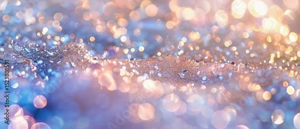 Fototapeta Bokeh light shine glittering glowing confetti spectrum rainbow iridescent holographic abstract reflection modern defocused illustration wallpaper.