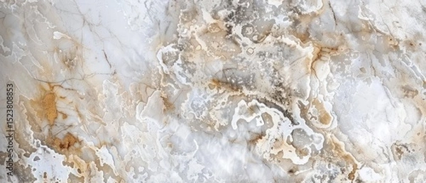 Fototapeta a background of a Abstract fossil in white brown gray Rock with gold effect vintage.