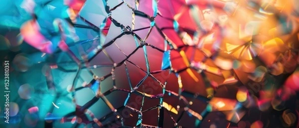 Fototapeta spectrum abstract texture glitter colorful spectrum bug lack hack technology fantasy multiple glass glossy surface crack broken.