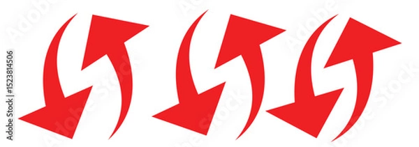Fototapeta Black arrows icon vector set. Bold arrow symbol curved