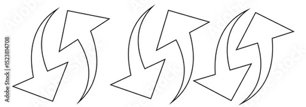 Fototapeta Black arrows icon vector set. Bold arrow symbol curved