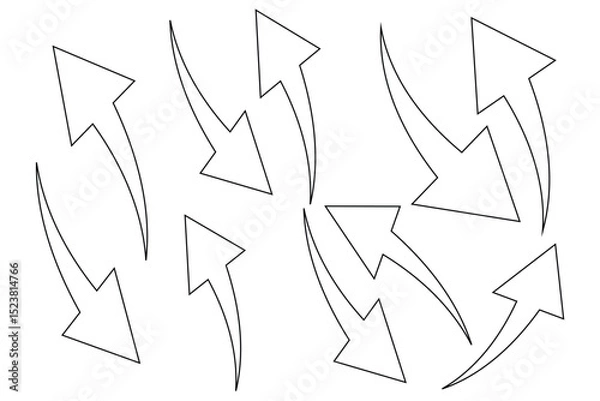 Fototapeta Black arrows icon vector set. Bold arrow symbol curved