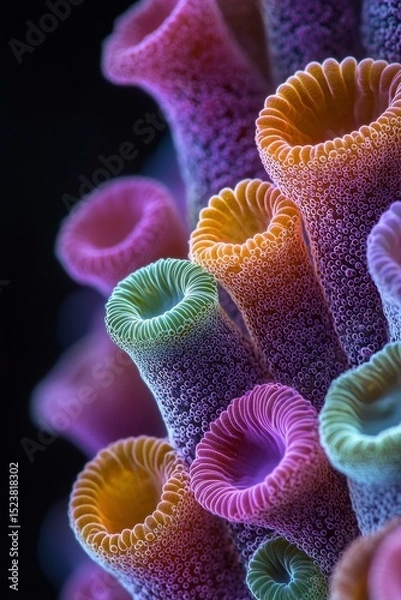 Obraz Close-up of microscopic bacteria. AI.