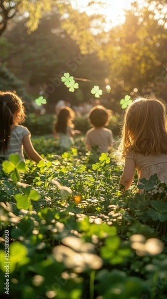 Obraz Children enjoying nature. AI.