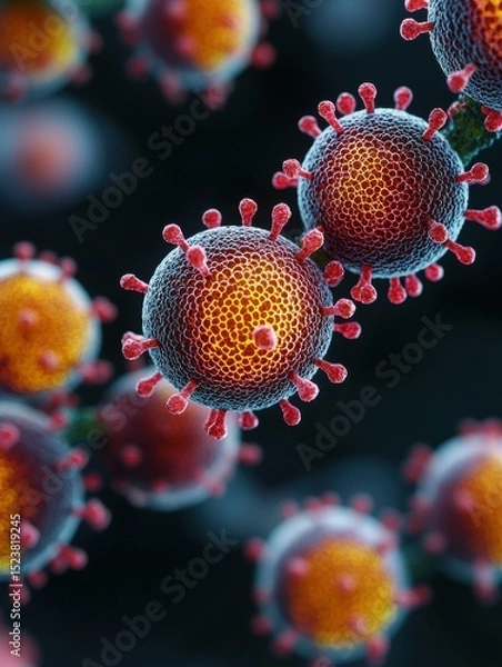 Obraz Close-up view of colorful microscopic structures. AI.