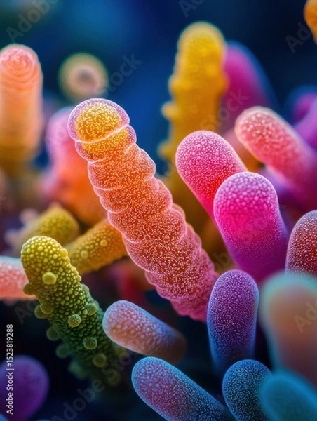 Obraz Microscopic bacteria. AI.
