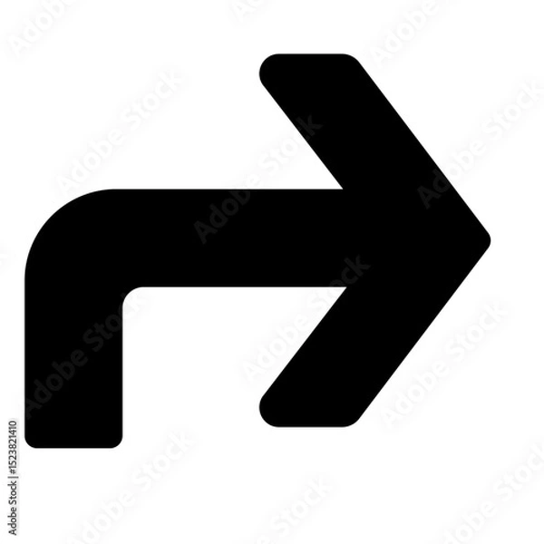 Obraz Bold Black Curved Right Arrow Icon