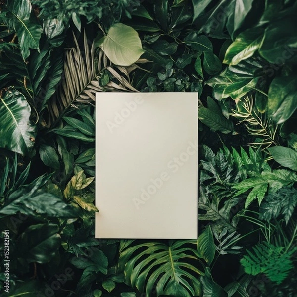 Fototapeta Aesthetic Leaves with Blank Card