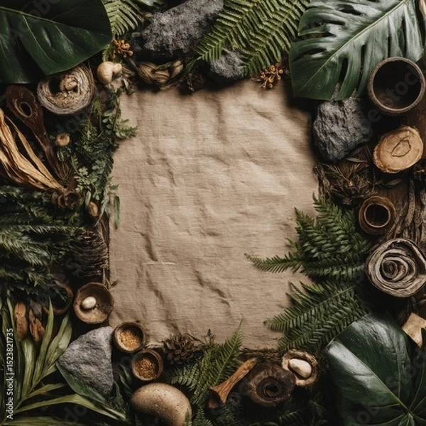 Fototapeta Nature-Inspired Wreath with Blank Space