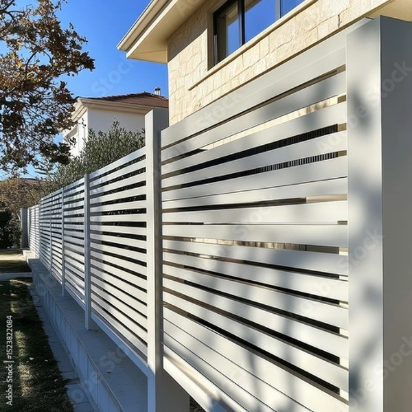 Fototapeta Modern Slat Fence by a House