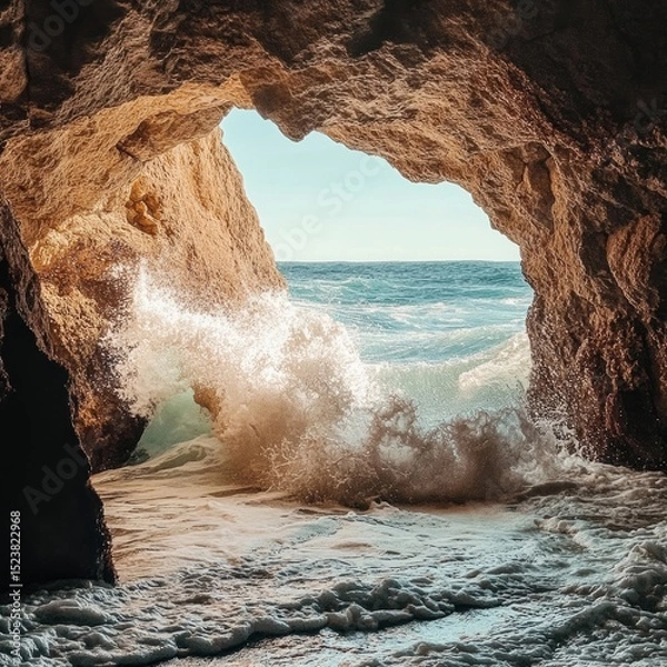 Fototapeta Ocean Wave Inside Sea Cave