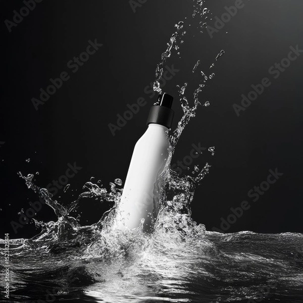 Fototapeta White Water Bottle Splashing in Water