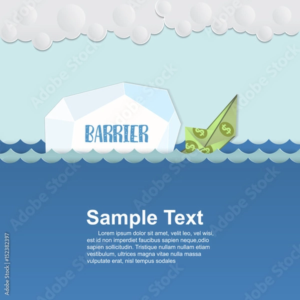 Fototapeta The boat collapsed, colliding with an iceberg.