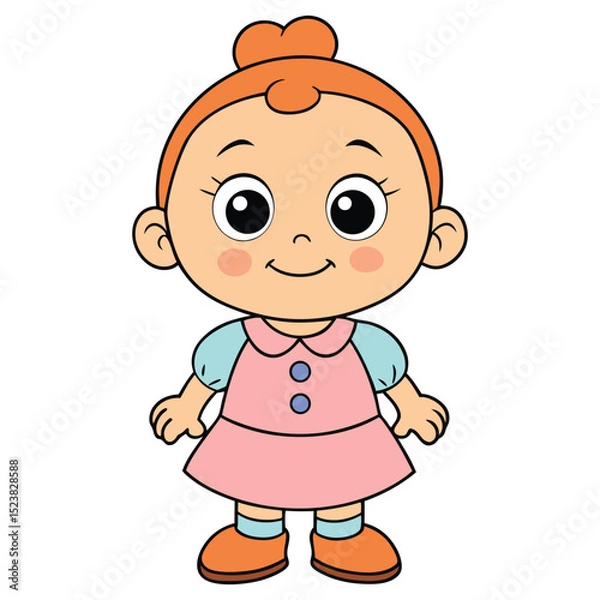 Fototapeta create a cute girl baby vector in white background 