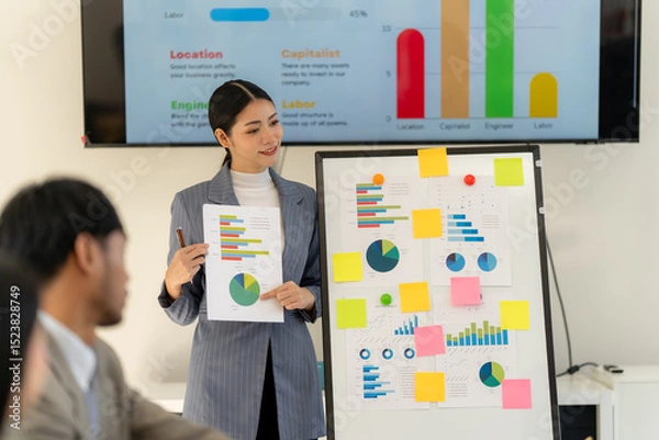 Obraz Business Presentation with Charts and Data