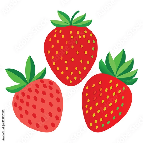 Fototapeta create a set of strawberry vector in white background