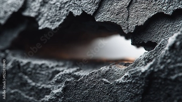 Fototapeta Abstract black texture with torn edges and white space, conveying raw contrast and bold minimalism