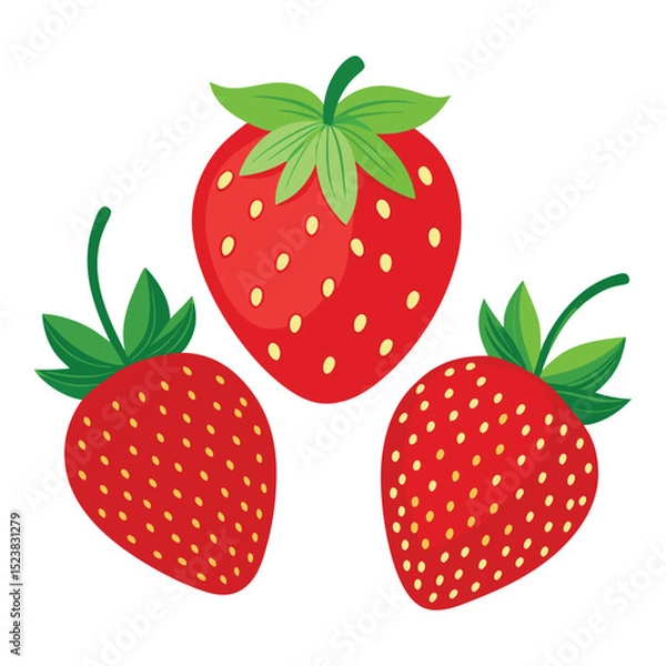 Fototapeta create a set of strawberry vector in white background