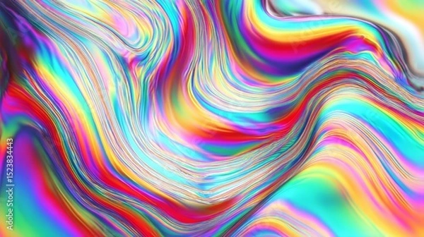 Fototapeta Retro holographic foil background with vibrant iridescent gradient, abstract colorful blur effect and futuristic light texture, perfect for vintage design, digital art, and creative label concepts