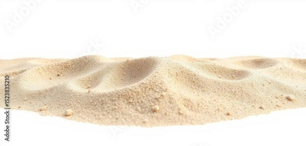 Fototapeta An overhead perspective shows undulating dunes of fine, golden sand against a clean white backdrop.