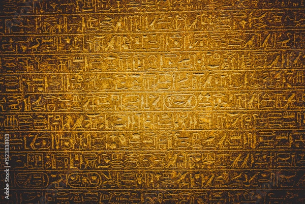 Fototapeta Ancient Egypt background. Hieroglyp horizontal wallpaper with copy space.