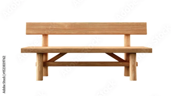 Fototapeta Simple Bench of Wood: A sturdy wooden bench provides a place for rest. Its natural wood tones and clean design offer a sense of calm and simplicity.