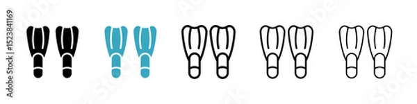 Fototapeta Scuba diving icons in Multiple Styles Set. Vector Illustration