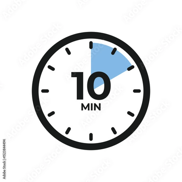 Obraz 10 Minute Clock Timer Icon Minimalist Flat Illustration