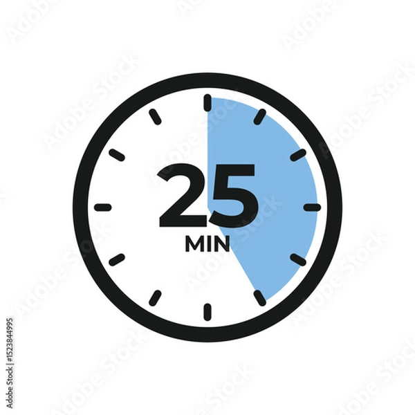 Obraz 25 minutes. Countdown timer icon. Isolated vector illustration.