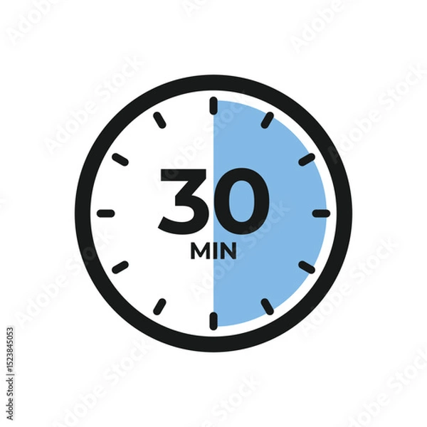 Obraz 30 minutes. Countdown timer icon. Vector illustration.