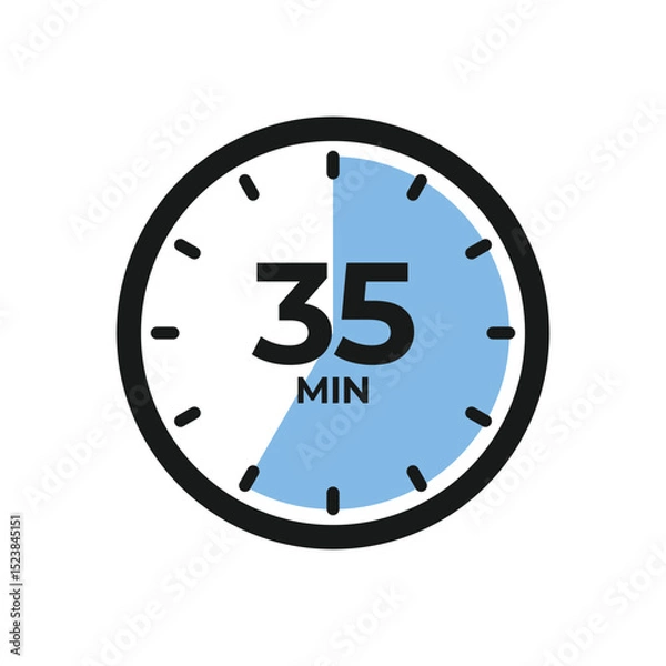 Obraz 35 minutes, stopwatch icon, digital timer. clock and watch, timer, countdown symbol.