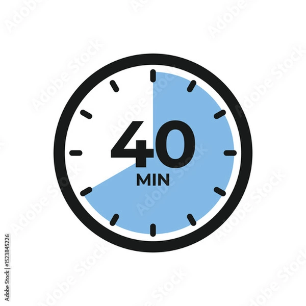 Obraz 40 Second Timer, clock, stopwatch, Countdown timer, cooking time icon.