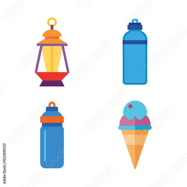 Fototapeta Summer season element flat color   