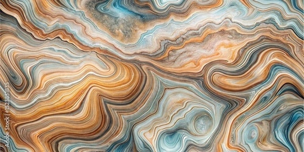 Fototapeta Abstract background with swirling patterns of brown tan and blue colors creating a marble effect look background