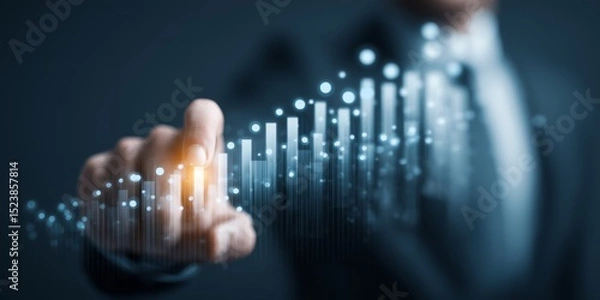 Obraz Business professional analyzing economic growth with digital technology interface