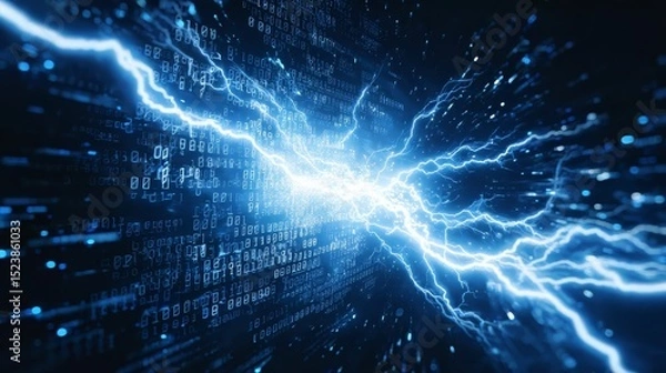 Fototapeta Technological background, digital lightning data energy pulse