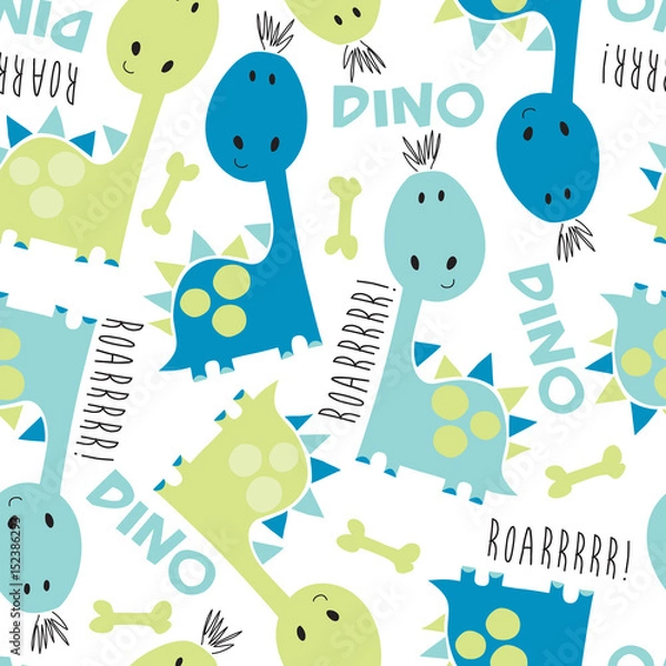 Obraz seamless dinosaur pattern vector illustration