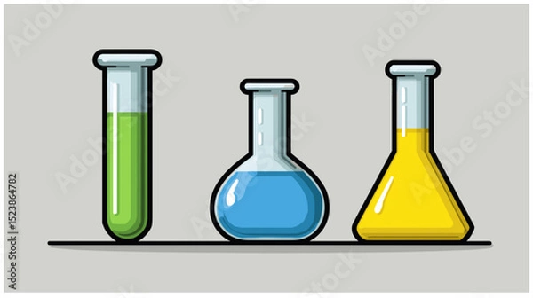 Obraz Colorful laboratory glassware showcasing chemical solutions in a modern design