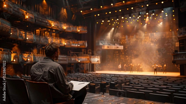 Fototapeta Designer Observing Theater Rehearsals from Audience Seat
