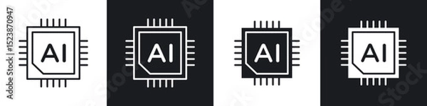 Fototapeta AI chip icons vector graphics for web designs