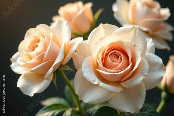 Fototapeta beige roses with delicate shading for a realistic look , seamless, rose, natural