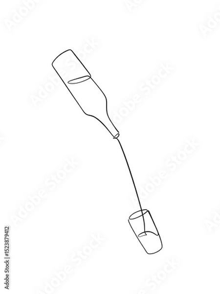Obraz Wine Pouring in One Line Illustration – Minimalist Printable Wall Art – Elegant Bar & Kitchen Decor
