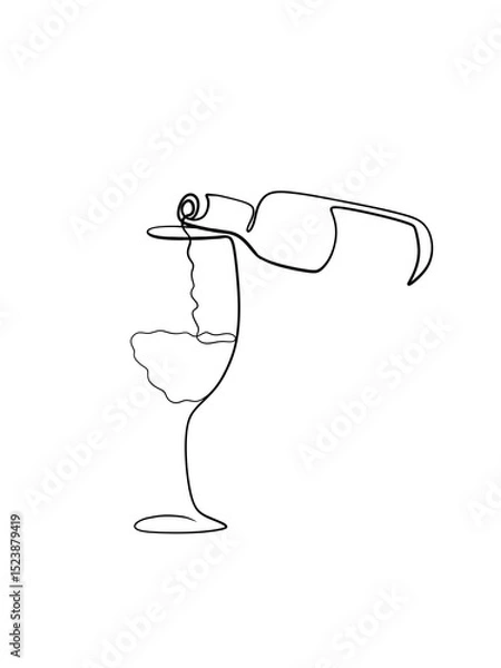 Obraz Wine Pouring in One Line Illustration – Minimalist Printable Wall Art – Elegant Bar & Kitchen Decor