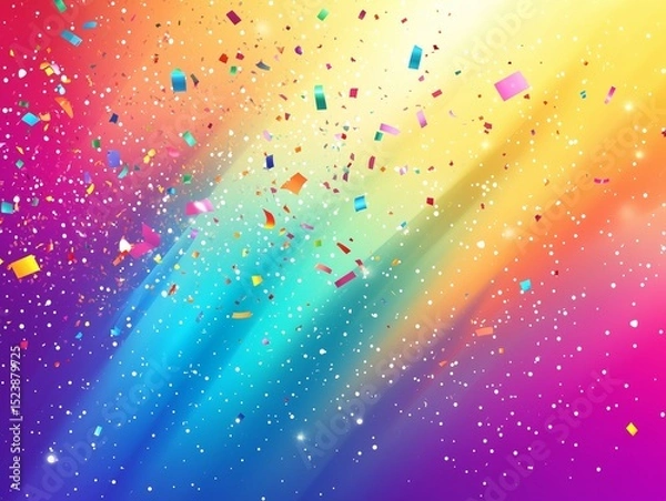 Fototapeta Dynamic Celebration Confetti Explosion on a Radiant Blurred Motion Background with Sparkling Elements